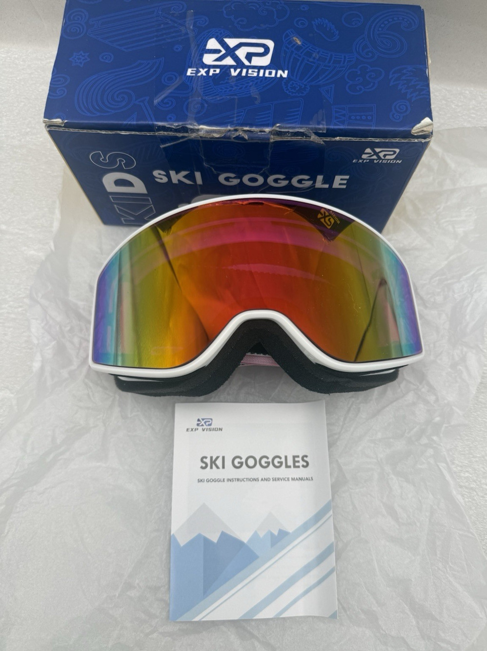 EXP Vision Ski Snowboard Goggles For Kids Pink Strap *UNUSED w/Scratches *READ